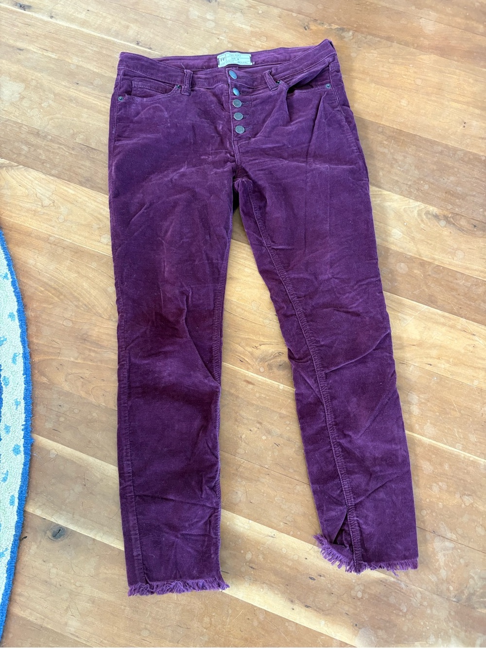 Free People Corduroy Skinny Pants in Deep Purple